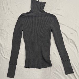GAP Stretch Dark Gray Ribbed Turtleneck